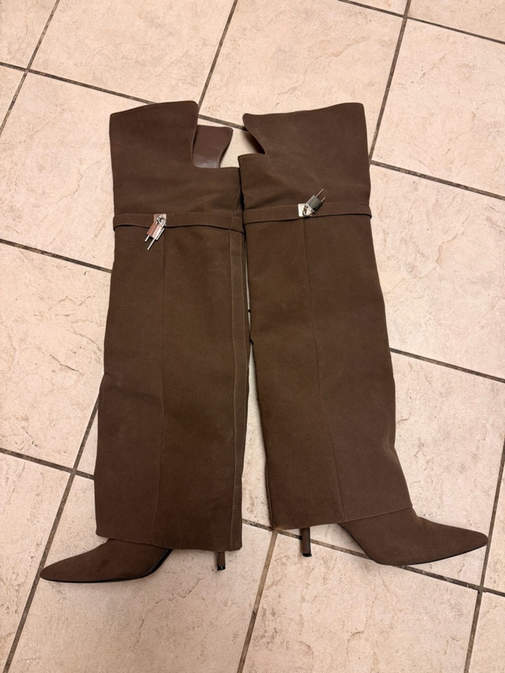 Women’s Brown Over the Knee-High Pointed Toe Stiletto Boots